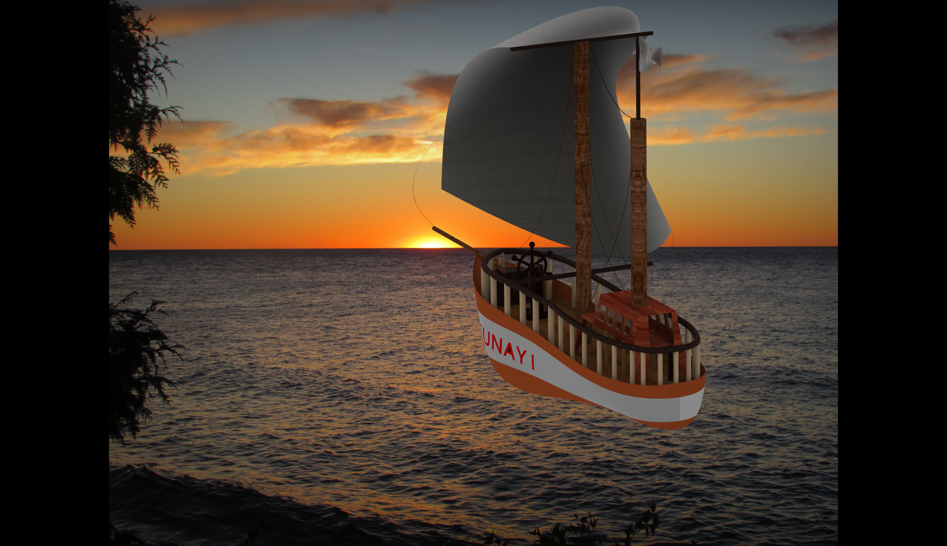 卡通版帆船3D模型图纸 Solidworks设计